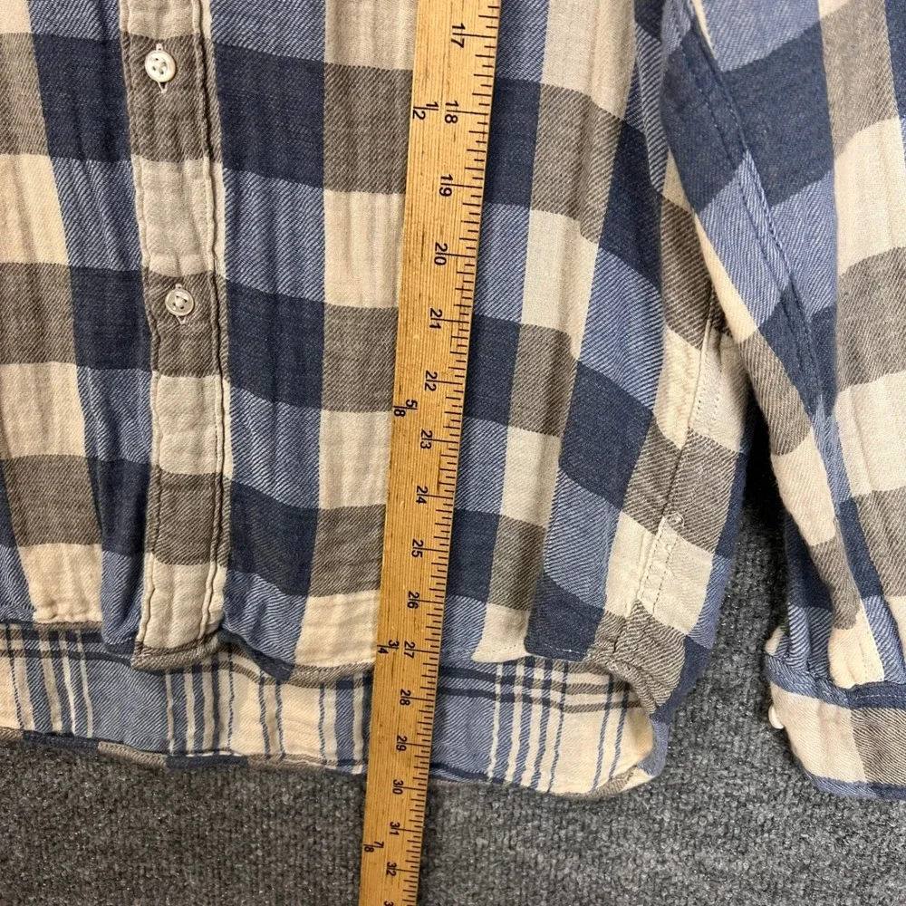 J. Crew Button Down Shirt Mens M Blue Excellent Slim Fit Plaid Flannel Cotton